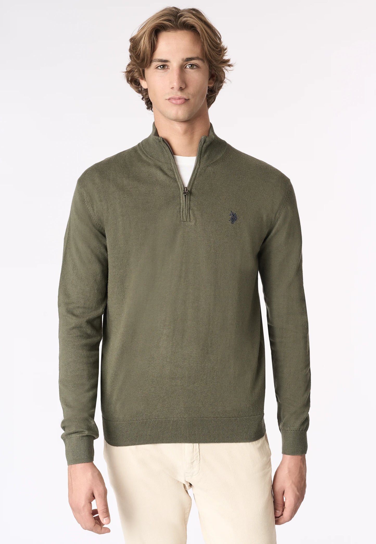 U.S POLO MAN LEO HALF ZIP KNITTED PULLOVER