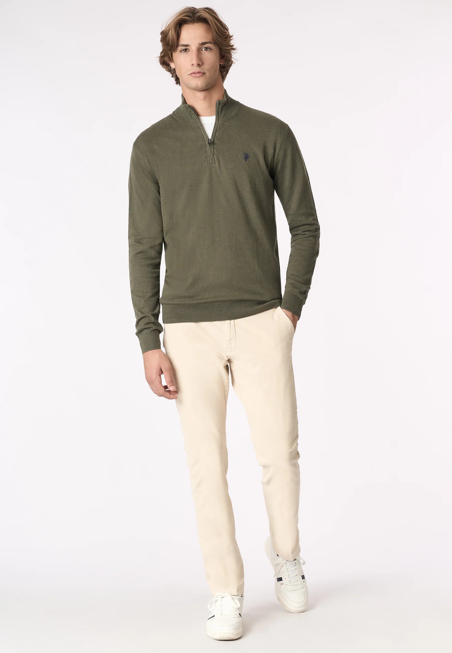 U.S POLO MAN LEO HALF ZIP KNITTED PULLOVER