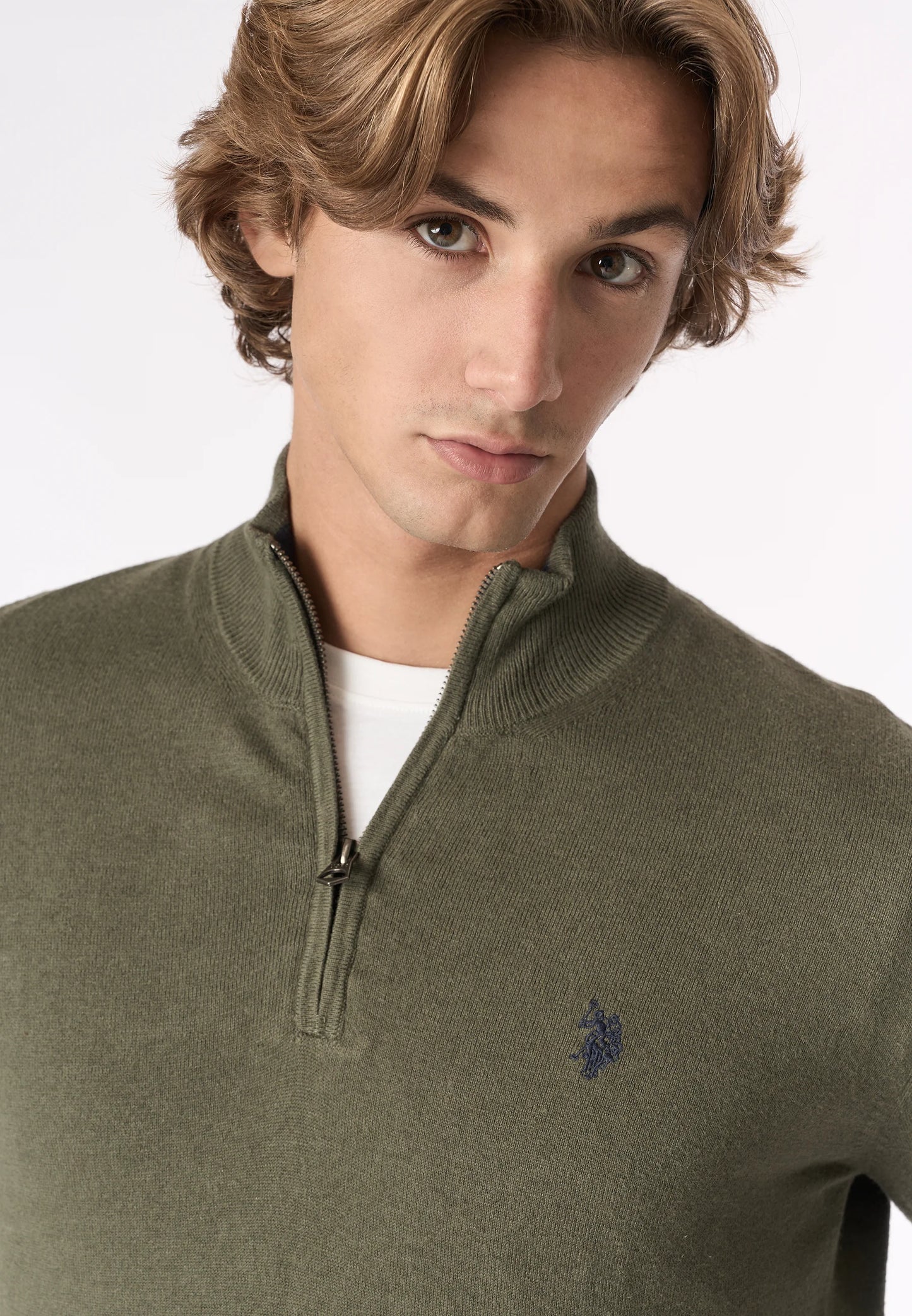 U.S POLO MAN LEO HALF ZIP KNITTED PULLOVER