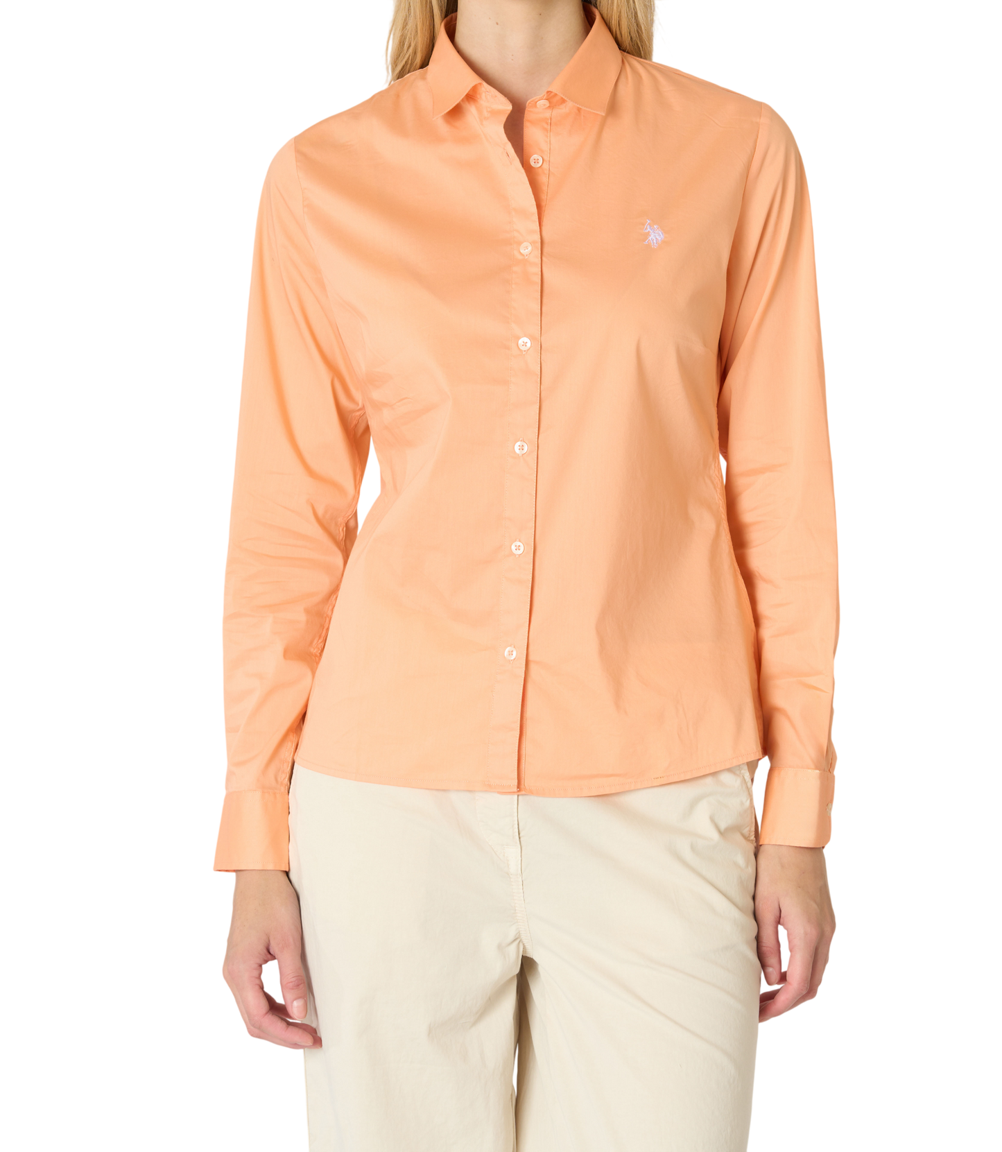 U.S POLO ASSN WOMAN STRETCH POPLIN LOGO SHIRT