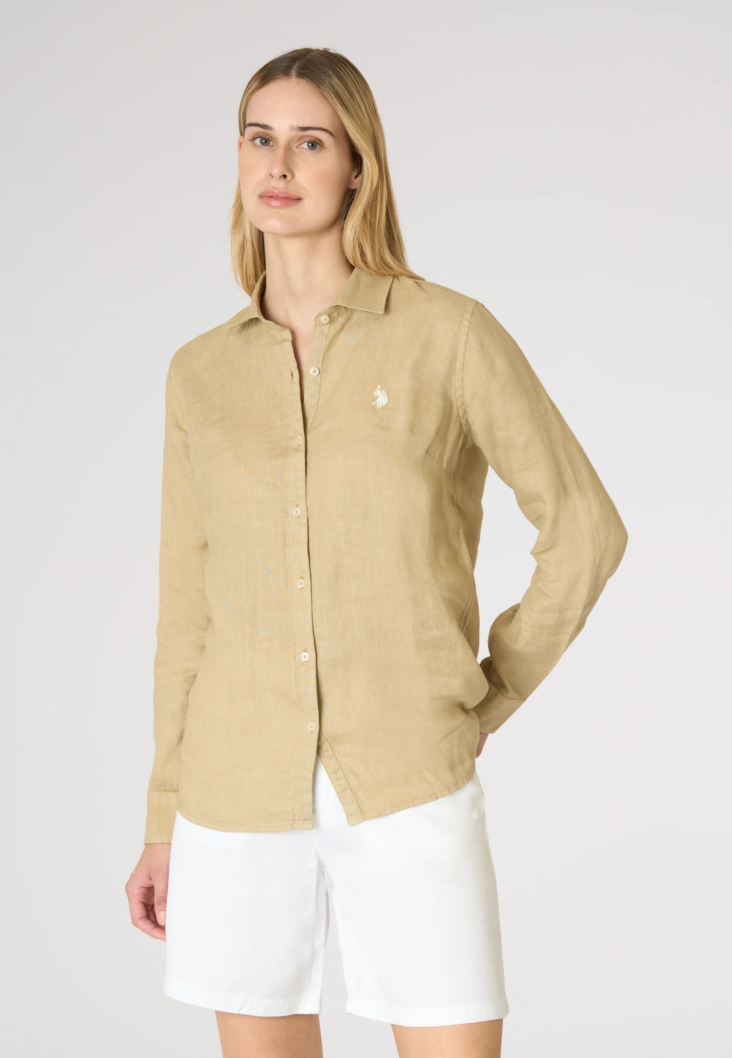 U.S POLO ASSN PREMIUM QUALITY WOMEN'S COTTON LINEN SHIRT