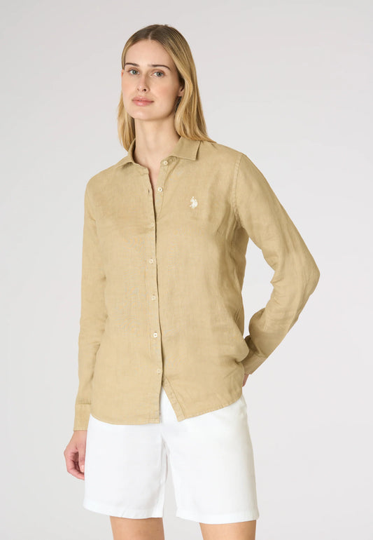 U.S POLO ASSN PREMIUM QUALITY WOMEN'S COTTON LINEN SHIRT