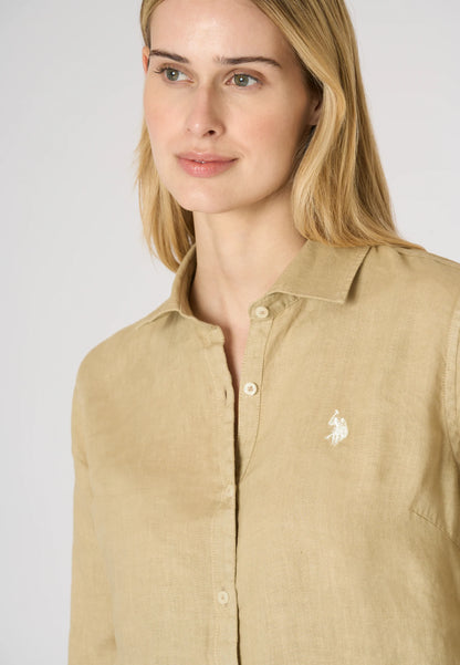 U.S POLO ASSN PREMIUM QUALITY WOMEN'S COTTON LINEN SHIRT