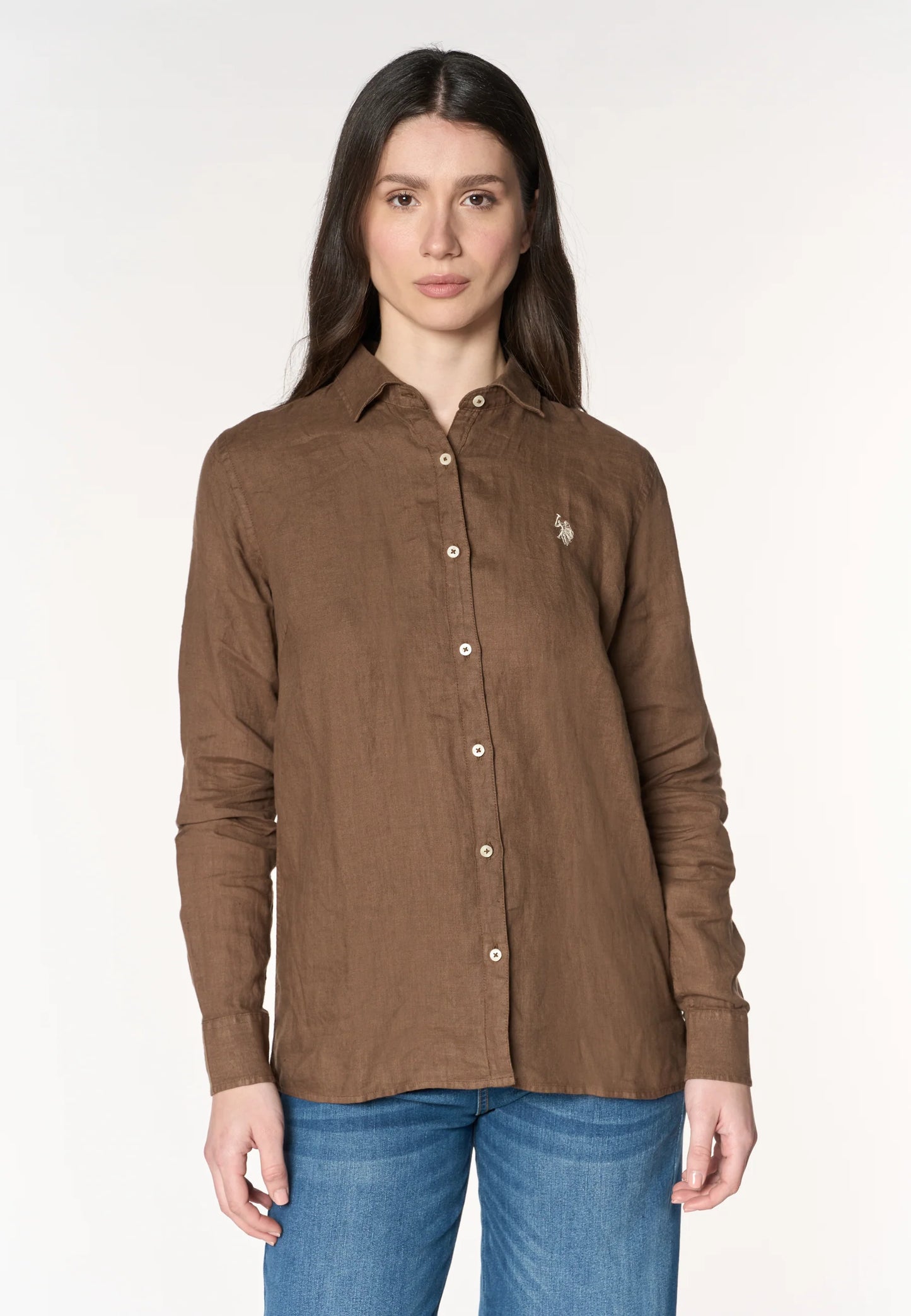U.S POLO ASSN WOMAN PREMIUM QUALITY WOMEN'S COTTON &  LINEN SHIRT