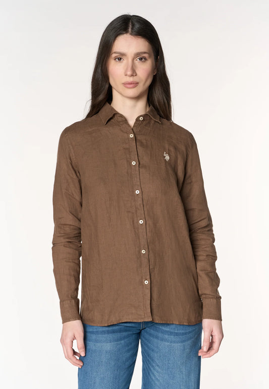 U.S POLO ASSN WOMAN PREMIUM QUALITY WOMEN'S COTTON &  LINEN SHIRT