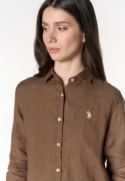 U.S POLO ASSN WOMAN PREMIUM QUALITY WOMEN'S COTTON &  LINEN SHIRT
