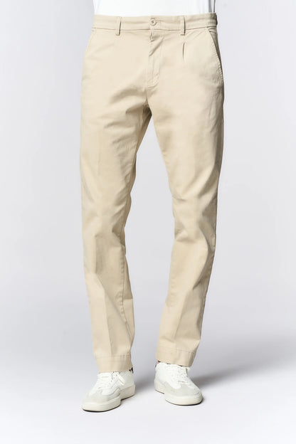U.S POLO ASSN MAN STRETCH COTTON CHINO TROUSERS WITH PLEATS
