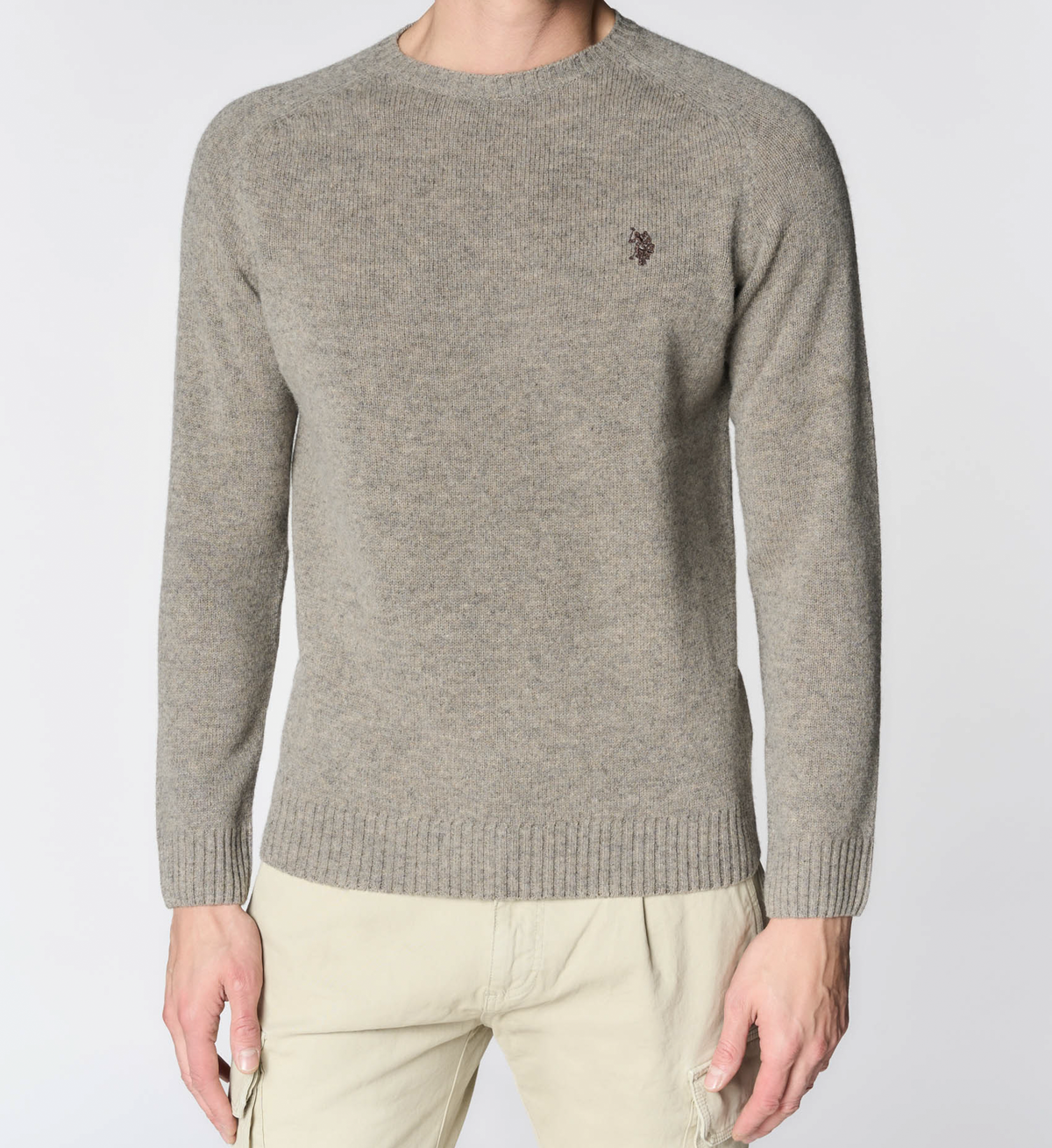 U.S POLO ASSN CREW NECK SWEATER IN COTTON & CASHMERE BLEND