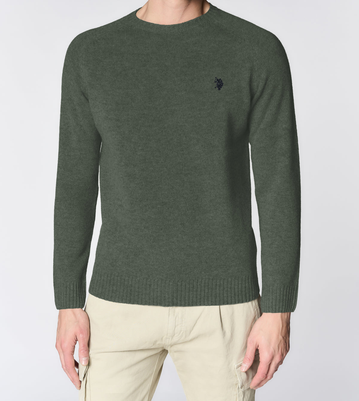 U.S POLO ASSN  CREW NECK SWEATER IN COTTON & CASHMERE BLEND