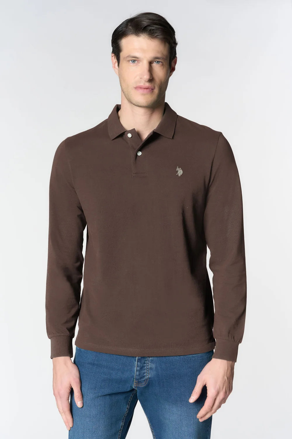 US POLO ASSN LS POLO SHIRT IN PIQUE COTTON
