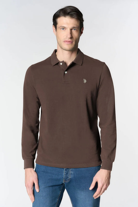 US POLO ASSN LS POLO SHIRT IN PIQUE COTTON