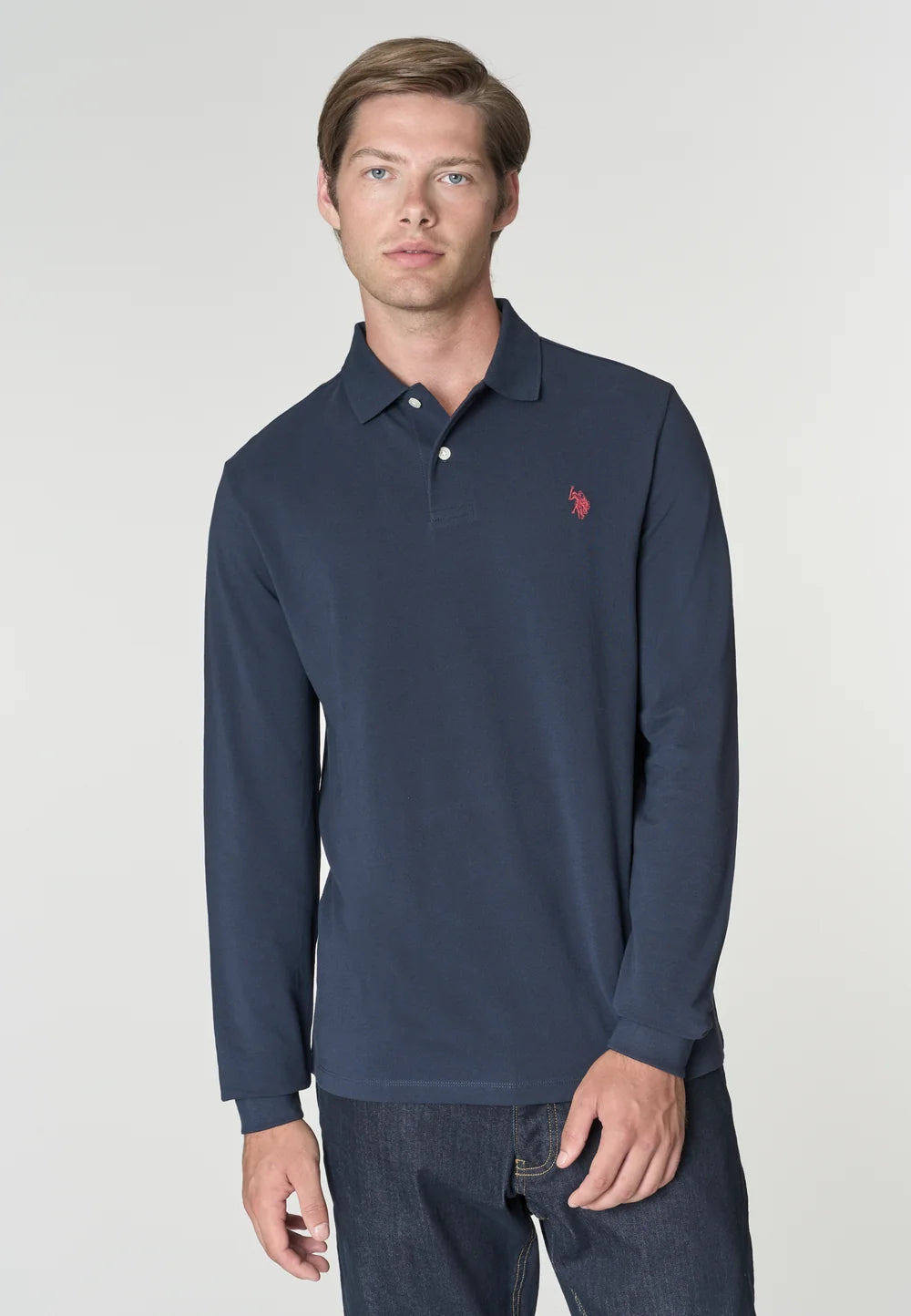 U.S POLO ASSN LS POLO SHIRT IN PIQUE COTTON