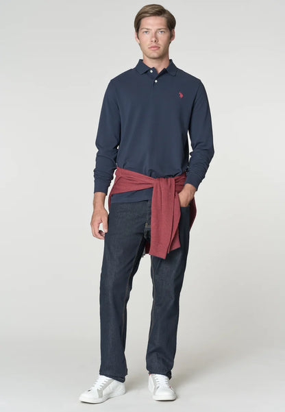 U.S POLO ASSN LS POLO SHIRT IN PIQUE COTTON