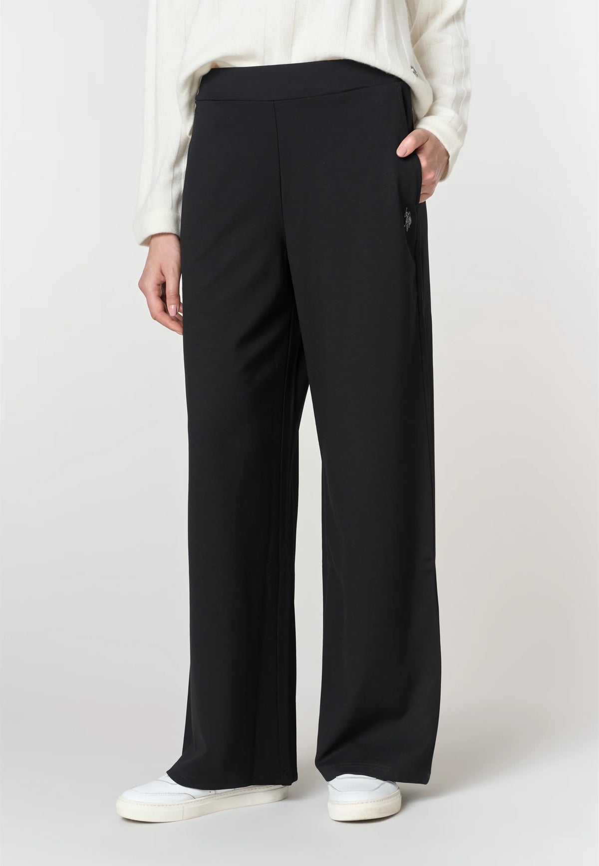 U.S POLO ASSN WOMAN WIDE-LEG TROUSERS IN MILANESE STITCH