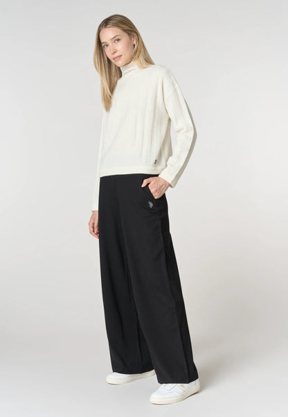 U.S POLO ASSN WOMAN WIDE-LEG TROUSERS IN MILANESE STITCH