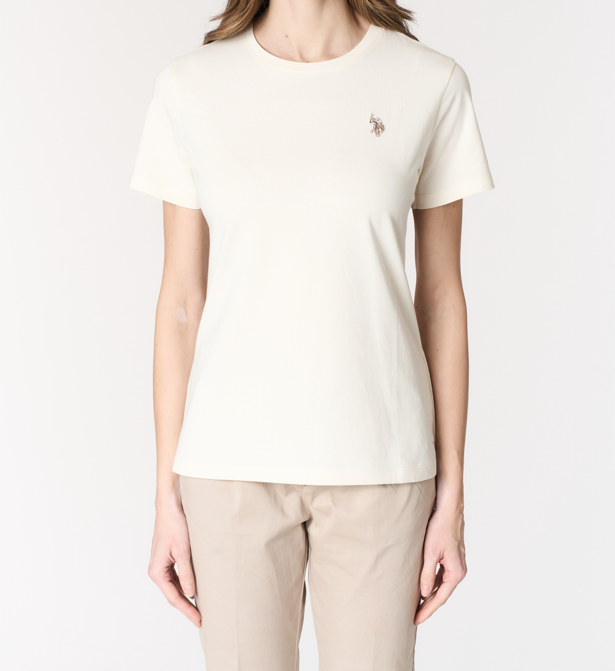U.S POLO ASSN WOMAN CREW-NECK T-SHIRT IN LIGHT JERSEY
