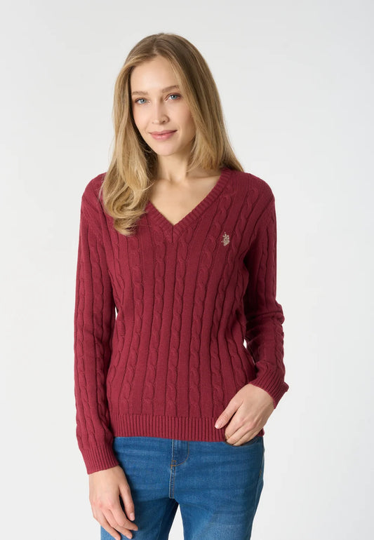 U.S POLO ASSN WOMAN V-NECK COTTON-CASHMERE KNIT SWEATER