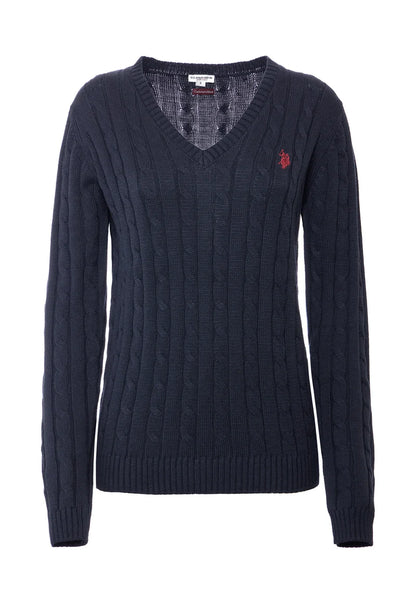 U.S POLO ASSN WOMAN COTTON-CASHMERE CABLE KNIT SWEATER