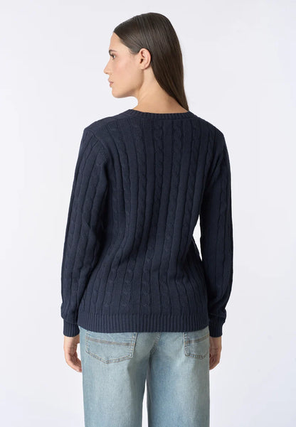 U.S POLO ASSN WOMAN COTTON-CASHMERE CABLE KNIT SWEATER