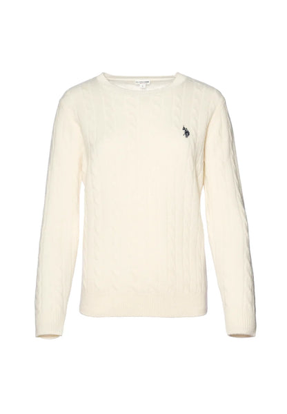 U.S POLO ASSN WOMAN CREW NECK WOOL CABLE KNIT SWEATER