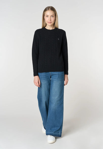 U.S POLO ASSN WOMAN CREW NECK WOOL CABLE KNIT SWEATER