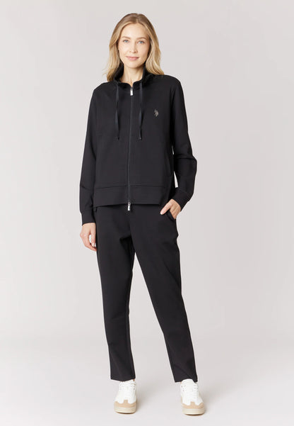 U.S POLO ASSN WOMAN FULL-ZIP SWEATSHIRT IN MILANESE STITCH WITH DRAWSTRING