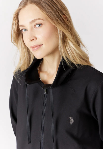 U.S POLO ASSN WOMAN FULL-ZIP SWEATSHIRT IN MILANESE STITCH WITH DRAWSTRING