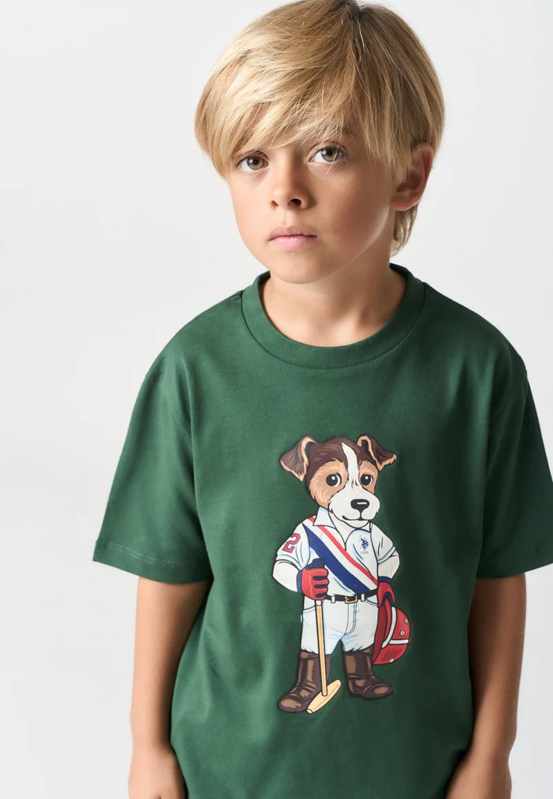 U.S POLO ASSN KIDS COTTON T-SHIRT WITH JACK MASCOT
