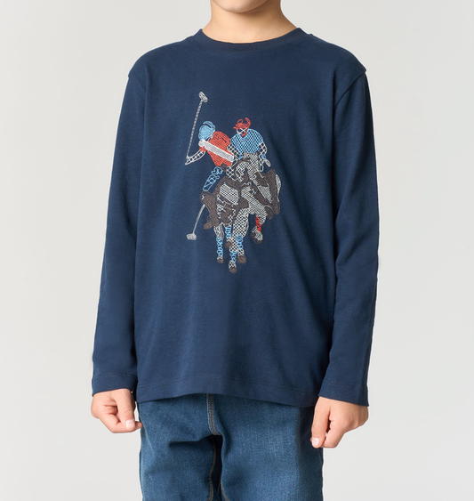 U.S POLO ASSN KIDS DOUBLE HORSE LOGO T SHIRT