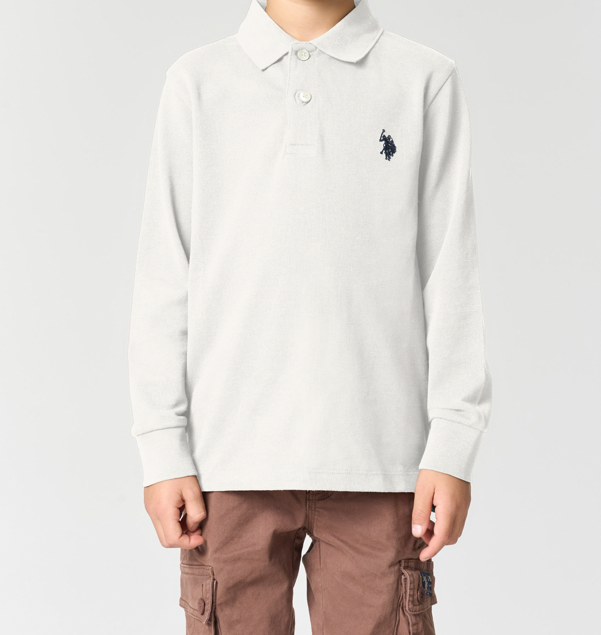 U.S POLO KIDS LS POLO SHIRT IN PIQUE COTTON