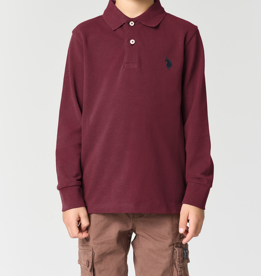U.S POLO ASSN KIDS LS POLO SHIRT IN PIQUE COTTON