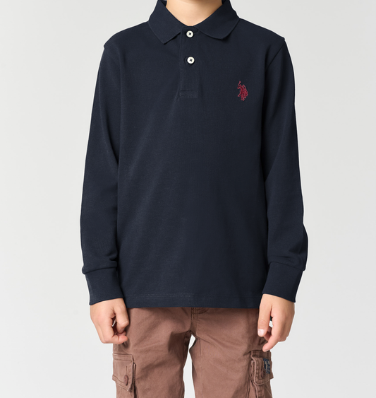 U.S POLO ASSN KIDS LS POLO SHIRT IN PIQUE COTTON