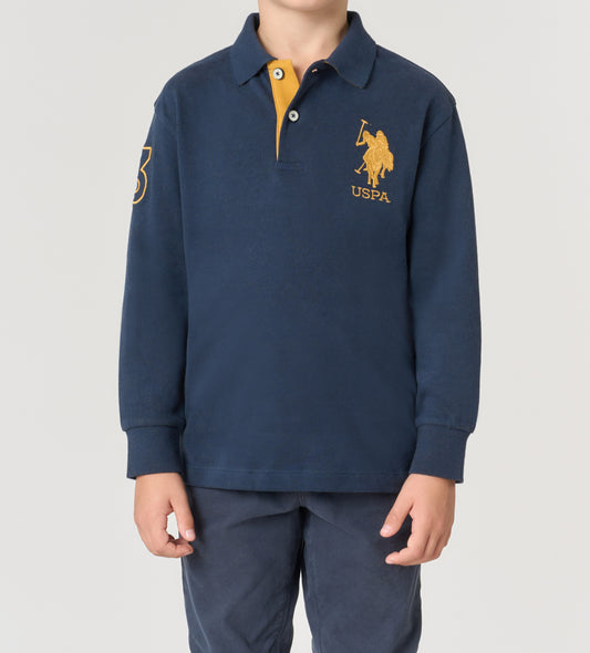 U.S POLO ASSN KIDS POLO SHIRT MAXI LOGO & COLORED UNDERCOLLAR