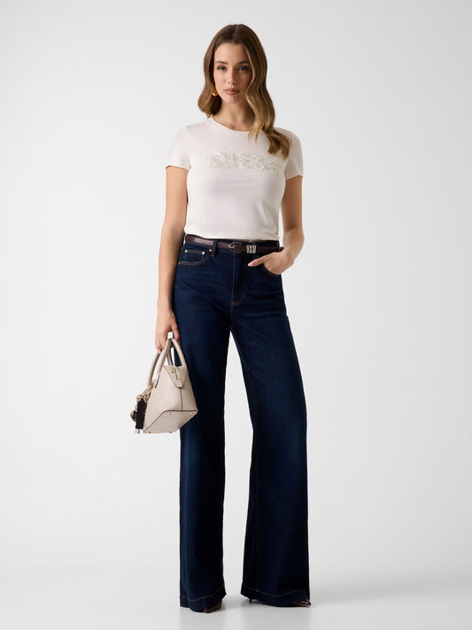 GUESS WOMAN LOGO LACE T SHIRT