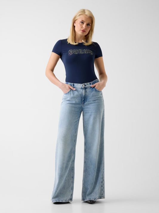 GUESS WOMAN LOGO LACE T SHIRT