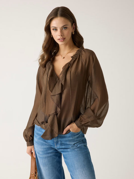GUESS WOMAN MAELYS RUFFLED BLOUSE