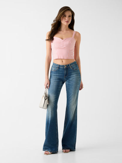 GUESS WOMAN TECLA STRIPED CROP TOP