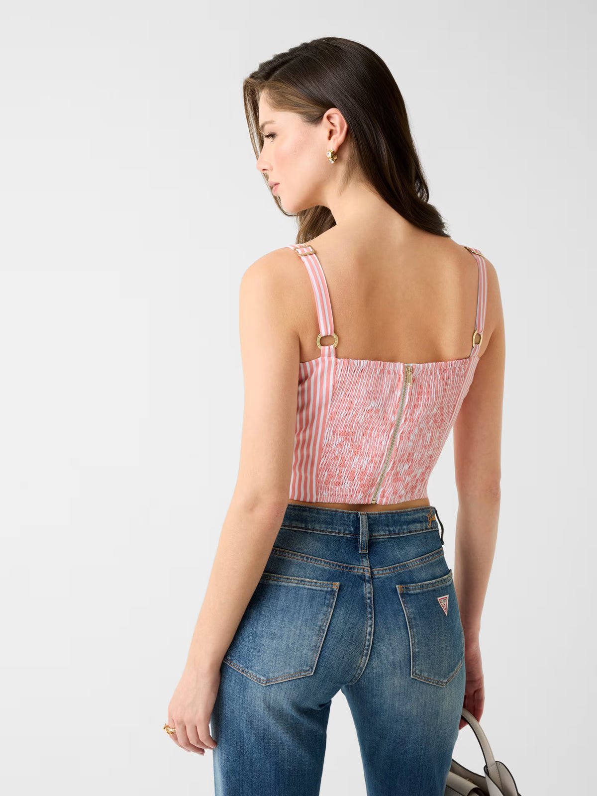 GUESS WOMAN TECLA STRIPED CROP TOP
