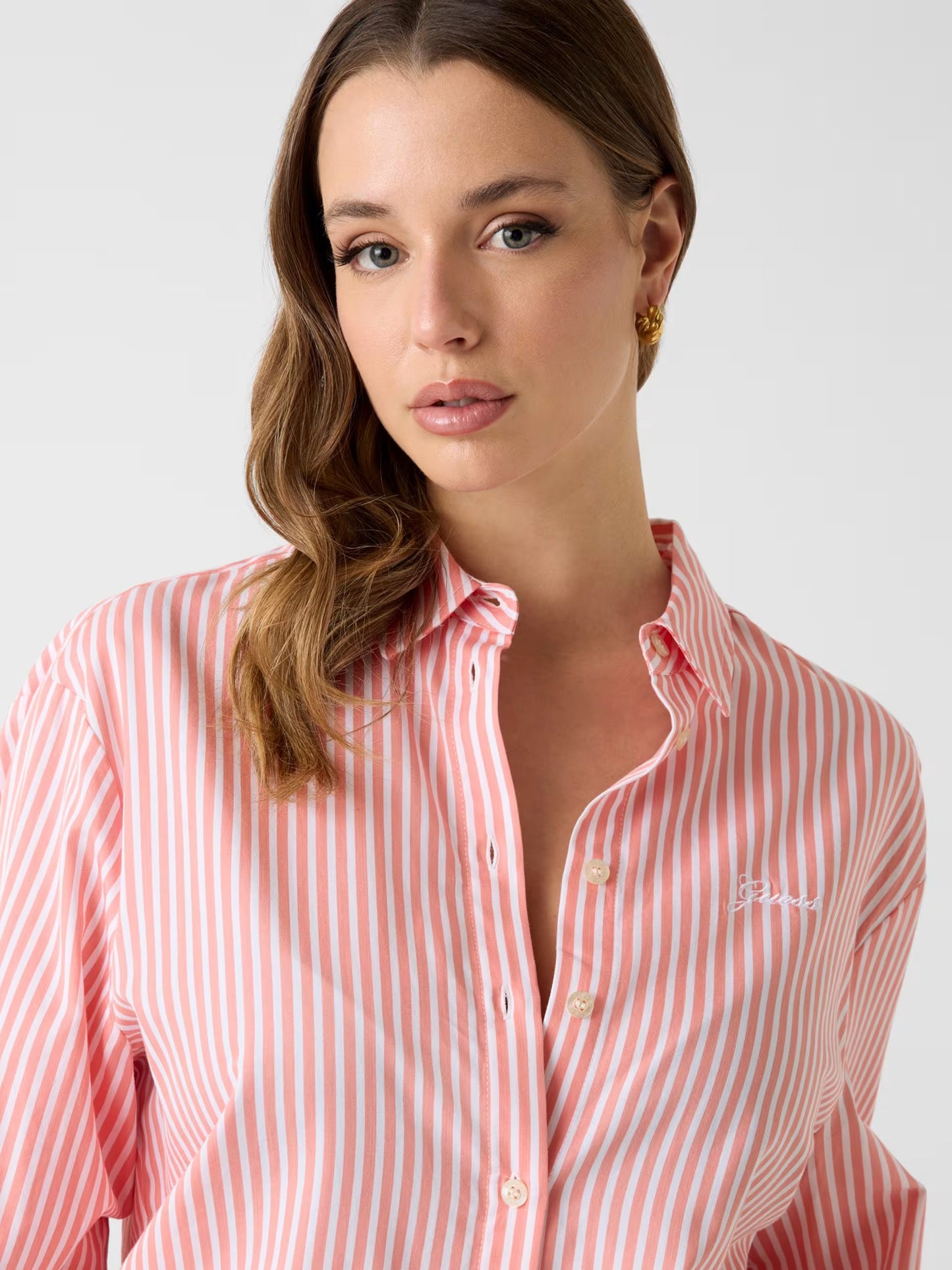 GUESS WOMAN TECLA OVERSIZED STRIPED SHIRT