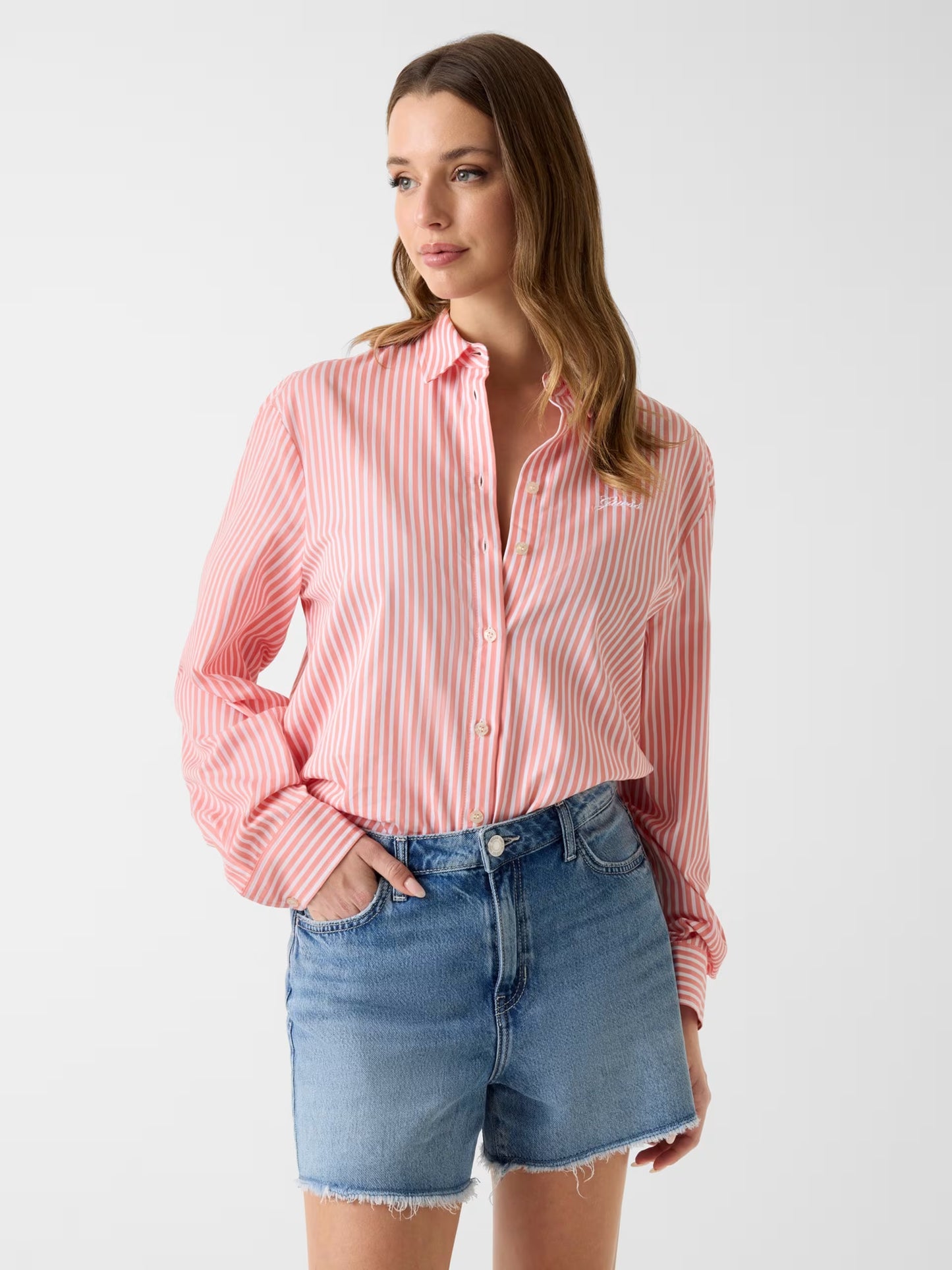 GUESS WOMAN TECLA OVERSIZED STRIPED SHIRT