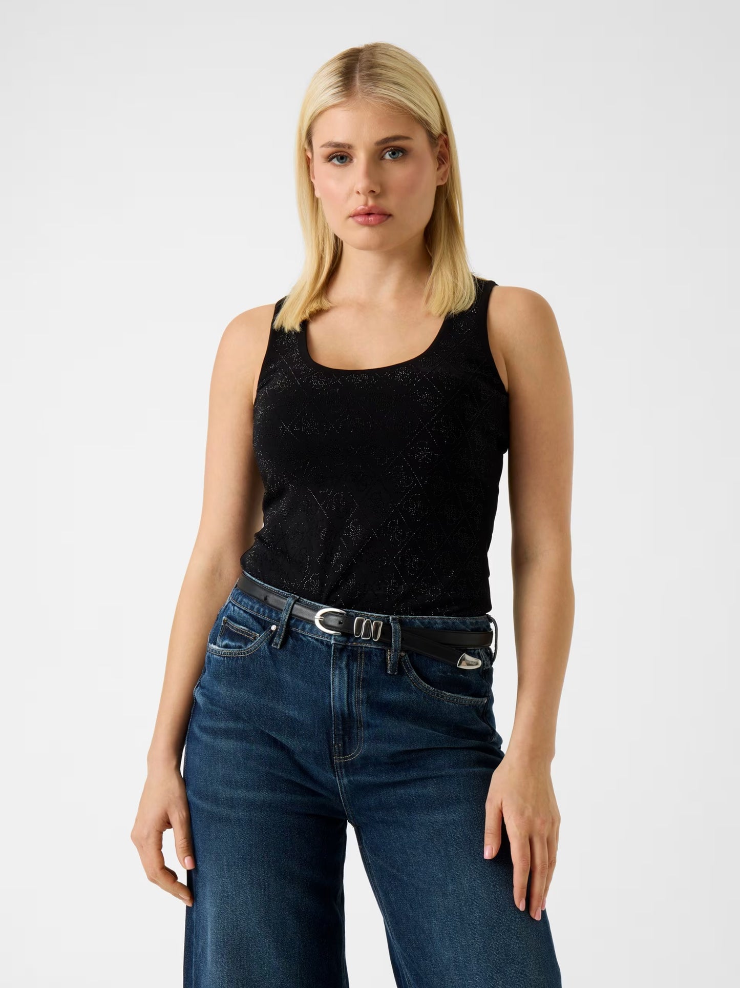 GUESS WOMAN 4G ALLOVER PRINT LOGO TANK TOP