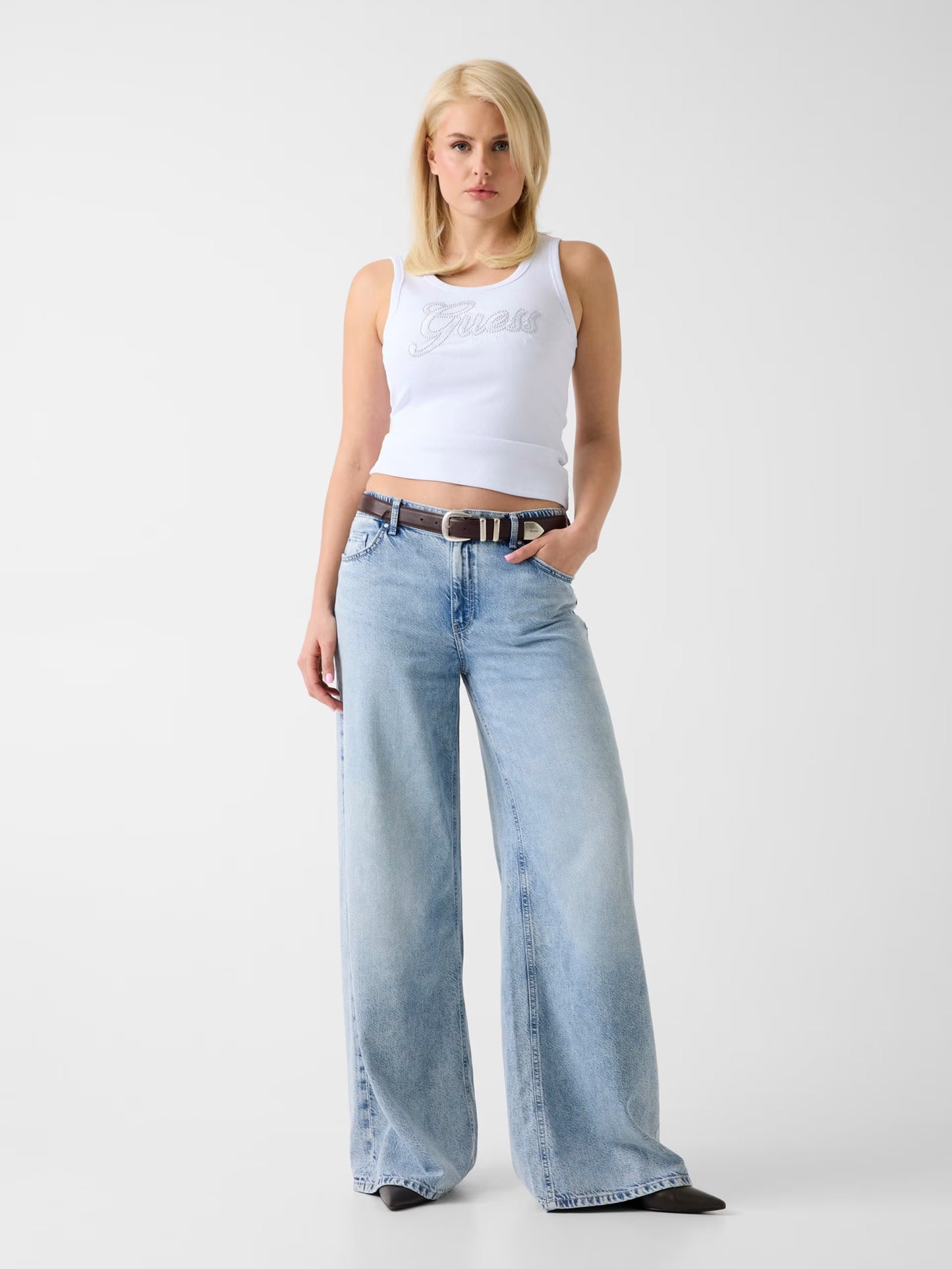 GUESS SEQUINS LOGO KNITED TANK TOP