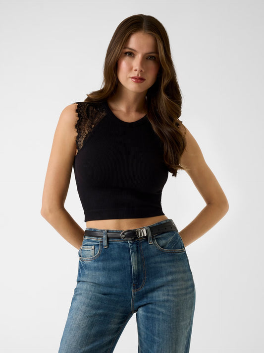 GUESS WOMAN MILLIE SEAMLESS LACE TOP