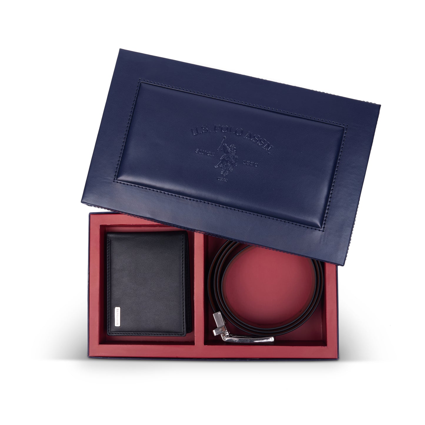 U.S POLO ASSN LAWRENCE LEATHER WALLET & BELT SET