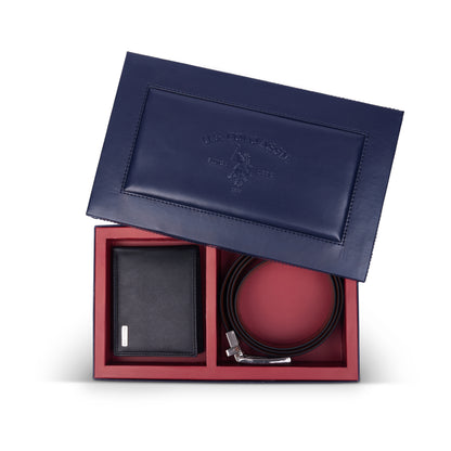 U.S POLO ASSN LAWRENCE LEATHER WALLET & BELT SET