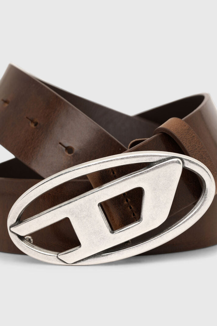 DIESEL 3.9CM LEATHER BELT WITH D BUCKLE