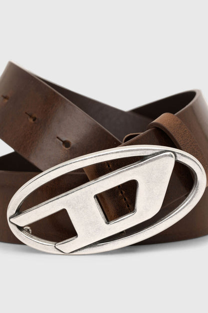 DIESEL 3.9CM LEATHER BELT WITH D BUCKLE