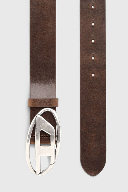 DIESEL 3.9CM LEATHER BELT WITH D BUCKLE