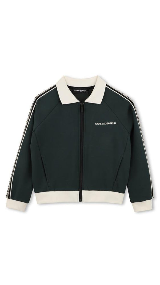 KARL LAGERFELD LOGO-PRINT ZIP-UP BOMBER JACKET