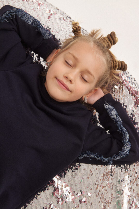 TWO IN A CASTLE ALL THE BLUES FRINGES SWEATER